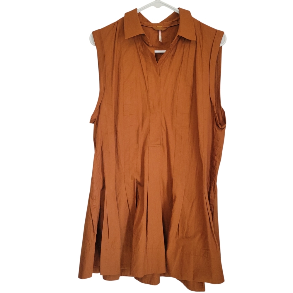 Free People Naomi Mini Dress XS Sienna Pleated Collared Shift Revolve Boho - Picture 3 of 12